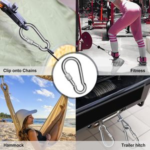 Mosqueton en acier inoxydable 304 robuste de 3,54 pouces avec verrouillage à vis, crochet pivotant, petit clip de mousqueton pour le camping en plein air - Product Image 2