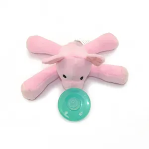 Food Grade Kids Plush Teethers Handmade Cartoon Cute Animal Shape Toy With Pacifier Sleeping Soft Plush Baby Plush Stuffed Toy