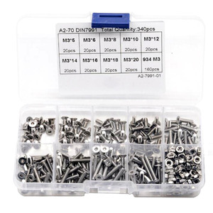 Sdpsi340cái/Lô Bộ Phân Loại Bu Lông Lục Giác Chìm Đầu Phẳng Bằng Thép Không Gỉ M3 304 Bộ Dụng Cụ Chốt Cố Định Phần Cứng - Product Image 1