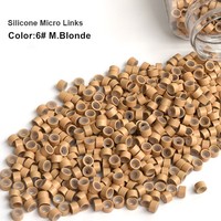 Vente en gros 4.0mm 500 pièces/boîte de perles d'anneau de micro-lien de cheveux doublées de silicone pour les extensions de cheveux