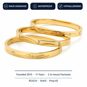 Pulseira de Luxo em Aço Inoxidável Banhada a Ouro <span class=keywords><strong>18K</strong></span> com Zircônia, Design Mais Recente, à Prova d'Água, Não Mancha, Largura de 6mm, Joia Saudita 2026 - Product Image 2