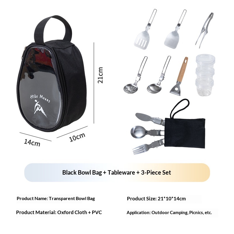 Set di ciotole trasparenti nere - 11 pezzi