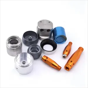 Peças de usinagem de precisão baratas customizadas tubo de torneamento cnc com rosca de alumínio anodizado