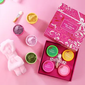 Schlamm maske 6-teilige Geschenk box Hautpflege Gesichts masken Beauty White ning Akne Cleansing Facial Grüner Tee Kurkuma Pink Clay Mask Sets