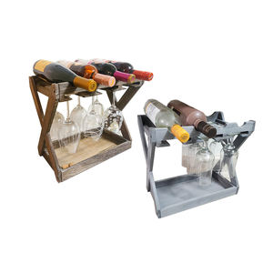 Estante para Vino y Copas <span class=keywords><strong>de</strong></span> Madera Maciza Rústica Marrón Oscuro, Bandeja <span class=keywords><strong>de</strong></span> Almacenamiento <span class=keywords><strong>de</strong></span> Corcho, Soporte para Botellas <span class=keywords><strong>de</strong></span> Vino, Organizador <span class=keywords><strong>de</strong></span> Tapones para Botellas - Product Image 1