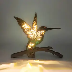 3D 나무 조각 공예 벌새 골동품 크리 에이 티브 숲 동물 크리스마스 테이블 장식 독수리 장식품