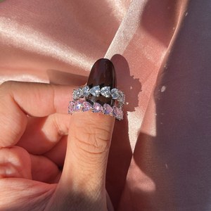 Anillo de plata S925 para mujer, corazón de núcleo rosa, circón, diamante, luz, lujo, exótico, superventas, anillo de joyería - Product Image 6