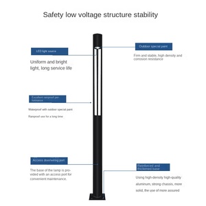 Fábrica personalizada IP65 impermeable 3000K Luz de jardín Solar 30W LED bolardo con carcasa de aluminio iluminación de canal 220V fuente de alimentación - Product Image 4