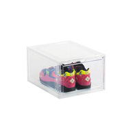 Boîte à chaussures transparente en PP anti-poussière et résistante à l'humidité, empilable et magnétique, bacs de rangement à rabat, bureau, garde-robe, personnalisable, vente en gros