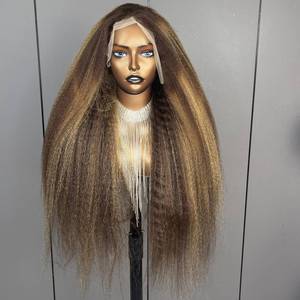 Parrucca in Capelli Umani 100% con Frontale in Pizzo <span class=keywords><strong>13</strong></span>*4 Annodato a Mano, Liscio Crespo, Ottimo Regalo per Donne, Colore Pizzo Trasparente - Product Image 2