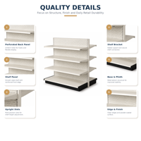 Étagère de supermarché double face avec panneau perforé, présentoir de vente au détail, étagère d'îlot pour épicerie, étagères métalliques réglables pour magasin