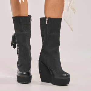 Nuovi <span class=keywords><strong>Stivaletti</strong></span> da Donna alla Moda <span class=keywords><strong>con</strong></span> <span class=keywords><strong>Zeppa</strong></span> e Piattaforma in Tela - Product Image 5
