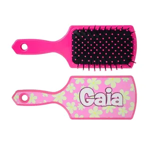 Cepillo para el cabello Gaia para bebé con cerdas suaves y diseño floral rosa - Product Image 1