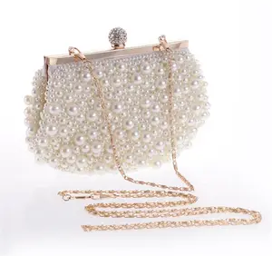Factory direct supply pearl clutch bag evening beaded with price