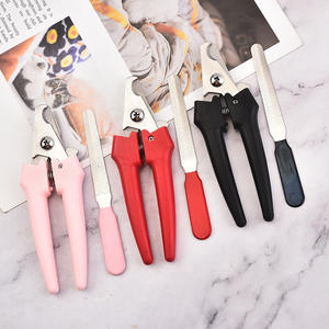 Cortauñas para mascotas de acero inoxidable, color rosa, rojo y negro, para gatos y perros, herramienta práctica para el cuidado de las uñas - Product Image 1