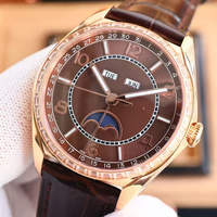 Montre de luxe de qualité supérieure pour homme et femme, corps en or rose et diamants, surface marron, calendrier complet, automatique, mécanique, tendance, nouvelle arrivée