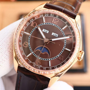 Reloj de Lujo de Alta Calidad para Hombre y Mujer, Cuerpo de Oro Rosa con Diamantes, Superficie Marrón, Calendario Completo, Mecánico Automático, Moderno, Recién Llegado - Product Image 3