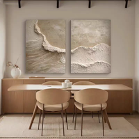 Peinture à l'huile abstraite moderne sur toile, nouveau design, texture 3D beige, peinte à la main, cadres minimalistes, décoration murale