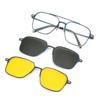 Lunettes de soleil polarisées vintage à clip magnétique, monture carrée, protection UV, légères, logo personnalisé, UV, minimum 1 pièce