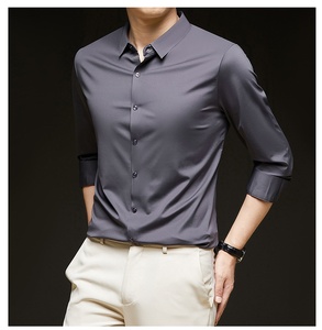New Fashion <strong>Men</strong> Spring Autumn Solid Color Cheap Shirts Character Button Lapel <strong>Long</strong> Sleeve Business Tops Blouse Casual Shirt - Product Image 6