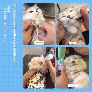 Sac de contention et de lavage pour chat, en tissu, avec motif dessin animé, à poches multiples, pour le contrôle des griffes et des ongles, anti-griffures et anti-morsures - Product Image 4