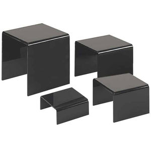 Ensemble de 4 rehausseurs de nidification en acrylique noir Présentoir de nourriture en acrylique noir Figurine d'<span class=keywords><strong>action</strong></span> Plate-forme d'affichage d'étagère à collectionner - Product Image 4