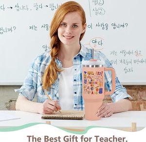 <span class=keywords><strong>Taza</strong></span> de acero inoxidable con aislamiento de doble pared con recubrimiento en polvo de 40oz, vaso para profesores con mango, los mejores regalos para profesores - Product Image 3