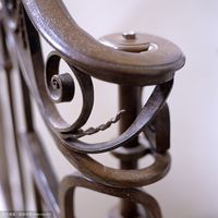 Rampe d'intérieur en fer forgé noir artisanal