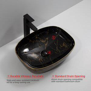 <span class=keywords><strong>2025</strong></span> כיור קרמיקה דגם חדש חדר רחצה גדול פורצלן גדול משטח שולחן אמבטיה עם שחור זהוב ואהוב - Product Image 3