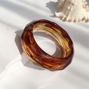 Pulsera de Acrílico con Patrón Marrón <span class=keywords><strong>y</strong></span> Certificado UJBOX REACH, Joyería para Mujer, Brazaletes Brillantes, Joyería de Moda al por Mayor - Product Image 3