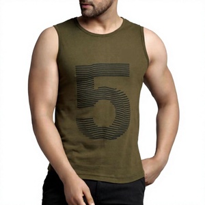 เสื้อกล้ามคอกลมสีเขียวมะกอกสำหรับผู้ชาย น้ำหนัก 180 กรัม ไซส์ใหญ่ เบอร์ 5 ทรงเข้ารูป แขนกุด โลโก้ด้านหน้า แห้งเร็ว - Product Image 5