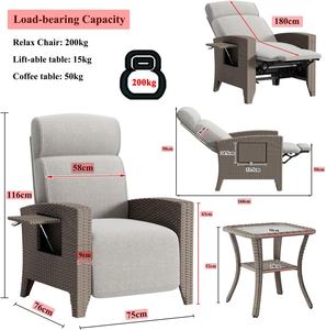 Sillones <span class=keywords><strong>Reclinables</strong></span> de Ratán para Jardín Heerde con Respaldo y Estructura de Acero Aleado para <span class=keywords><strong>Terraza</strong></span> Interior y Patio - Product Image 3