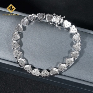 Bijoux fantaisie Hip Hop sertis de diamants, argent sterling 925 plaqué or blanc, moissanite VVS1, bracelet en forme de cœur Hip Hop - Product Image 6