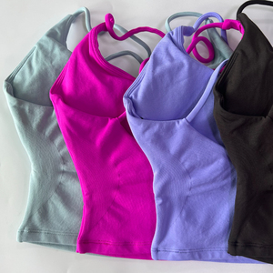 <span class=keywords><strong>Haut</strong></span> de sport pour femme sans couture, respirant, à bretelles, <span class=keywords><strong>dos</strong></span> nu, rembourré, maintien élevé, bretelles croisées au <span class=keywords><strong>dos</strong></span>, soutien-gorge intégré, bonnets amovibles, yoga - Product Image 4