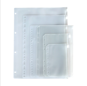 Hot SaleA4 A5 A6 PVC Plastic Waterproof Transparent File Zipper Bag 6 Rings Loose Leaf File Holder Binder Clear Zipper Pockets