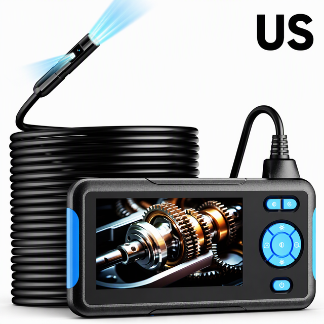 Endoscope Camera Light Dual-Lens 1080P Industrial Borescope 8-LED 4.3'' Inspection Snake Camera 16.4FT Semi-Rigid IP67