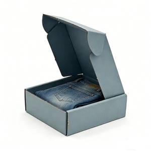 Boîte d'expédition en carton ondulé bleu poussière personnalisée, impression recto-verso, gaufrage, emballage de produit recyclable, vente chaude - Product Image 3