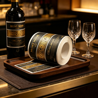 Etiquetas Adhesivas en Rollo de Papel Impermeable Personalizadas de Alta Calidad con Logotipo Dorado en Relieve para Vino, Cerveza, Whisky, Vodka, Tequila