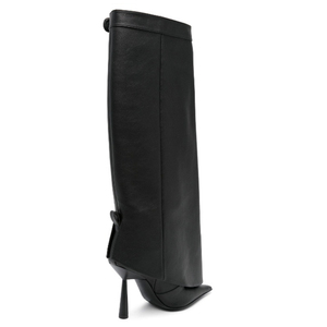 Women Solid Pants Long Boots <b>High</b> Heels Pointy Toe Sexy <b>Knee</b> <b>High</b> Booties Overlay on Stiletto Shoes - Product Image 5