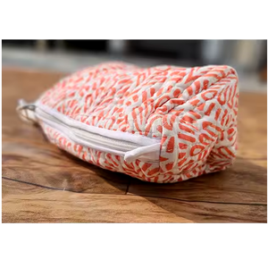 Stylish Ladies Large Capacity <b>Travel</b> <b>Organizer</b> Floral Printed Cotton Quilted Pouch Zipper Closure Cosmetic <b>Bag</b> Case - Product Image 2