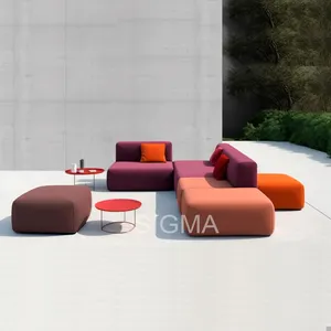 高端现代室内沙发套装客厅家具创意对比色分区沙发套装