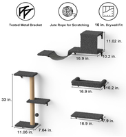 Griffoir mural en bois pour chat, style moderne et épuré, blanc, multifonction, en bois massif et métal, pour les fêtes