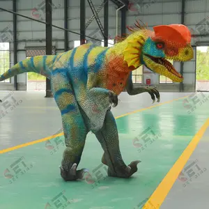 Modelo de simulación, disfraz de dinosaurio Dilophosaurus para adultos, traje de dinosaurio Animatronic