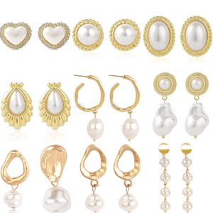 Pendientes de Perlas de Imitación Modernos de Acero Inoxidable Chapado en Oro de 14K para Mujer, Joyería para Fiestas - Product Image 4