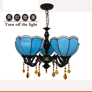 Lustre Moderne Luxe pour Maison Chambre Cuisine Bar Foyer Lustre à Cinq Têtes Style Tiffany Vitrail Suspension - Product Image 6