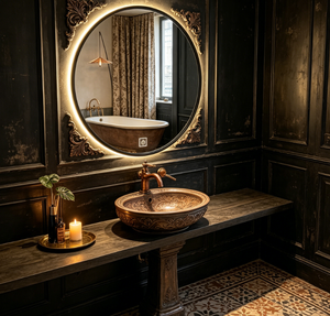 Round Glass <b>LED</b> Bathroom <b>Mirror</b> with Metal Frame Touch Switch Minimalist <b>Wall</b>-Mounted Design for Modern Bathrooms - Product Image 3