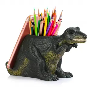 Polyresin/reçine telefon süsü kalem kalemlik ile telefon standı, Coolbros reçine dinozor şekilli kalem kutusu cep telefonu