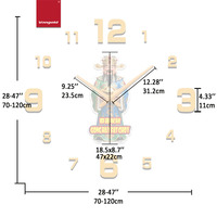 Horloge Murale Vangold Designer Dieu de la Richesse 70-120cm Grande DIY Feng Shui Bonne Chance Prospérité Miroir Acrylique Vente en Gros Articles Cadeaux