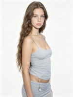 Débardeur Cami Y2K pour femme à fines bretelles, avec pendentif cuillère, coupe ajustée, en maille extensible, col carré, style bodycon, pour usage quotidien