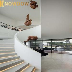 KNOWDOW Escaleras interiores de lujo modernas Escaleras flotantes de madera maciza Villas y lofts Material de acero y vidrio Madera Mármol Piedra <span class=keywords><strong>Masion</strong></span> - Product Image 2